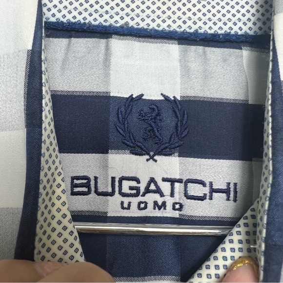 Bugatchi Uomo Navy and White Checkered Shirt - Picture 3 of 11